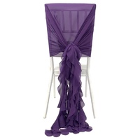 Élégante ceinture de chaise en mousseline de soie bouclée à volants pour mariage