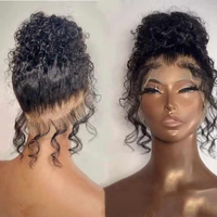Wig rambut manusia keriting Afro Kinky renda HD penuh 360 untuk wanita warna hitam dilengkapi dengan Wig garis rambut tepi 4C Wig Frontal Afro tanpa lem