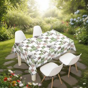 Erpsl <b>Tablecloth</b> 1.4x20m PVC Printed Yarn <b>Checkered</b> Design For Dining Table - Product Image 3