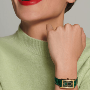 Montre à quartz pour femme, cadran rectangulaire avec chiffres romains, petit cadran secondaire, bracelet en cuir, boîtier doré, montre-bracelet Longinesing - Product Image 2