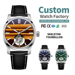 Fabricant OEM ODM de montres personnalisées avec logo, montre mécanique automatique tourbillon, cadran en pierre œil-de-tigre. - Product Image 1