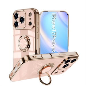 Nueva Funda Protectora para Teléfono Móvil con Anillo de Soporte y Base, Electrochapada, de TPU Suave, para iPhone 17 Air Pro Max 16 Plus 15 14 13 12 11 - Product Image 5