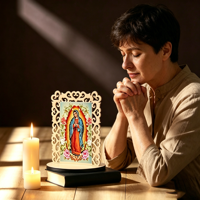 Faveurs de baptême, statues en bois de Notre-Dame de Guadalupe, cadres photo de la Vierge de Guadalupe, décoration de table pour la première communion, cadeau catholique