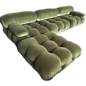 Mario Bellini Customizable Tufted Modular Sectional Sofa Set for Living Room Apartment School Hospital Mall Use Fabric Leather