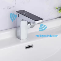 Robinet de salle de bain automatique sans contact à capteur, mitigeur en laiton à double mode avec affichage numérique de la température, OEM