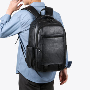 Di alta qualità Softback zaino da uomo impermeabile in pelle sintetica per viaggi e computer portatili con chiusura a cerniera fodera in poliestere - Product Image 5