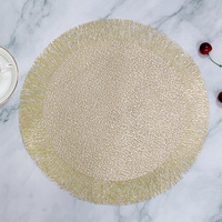 Set de table rond en PVC brillant imitation paille tressée, écologique, pour cuisine, décoratif, résistant à la chaleur