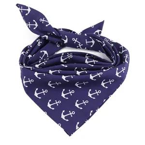 Pañuelo de algodón con estampado Digital para mujer, pañuelo para la cabeza, color azul oscuro, personalizado