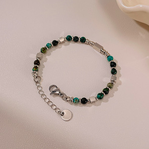 Brazalete con cuentas de ágata natural de acero de titanio Chapado en oro de 18 quilates Estilo moderno y único Accesorio versátil de piedra de ojo de tigre - Product Image 3