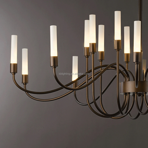<span class=keywords><strong>Lustre</strong></span> élégant en bronze à 20 bras avec abat-jour en verre givré pour grandes salles à manger, salles de bal, halls d'hôtel - Product Image 2