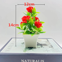 FL-393 Plante Artificielle Bonsaï Mini Rose Mousse Plante Vert Succulente en Pot Fleur Fête des Mères ou Saint Valentin Cadeau