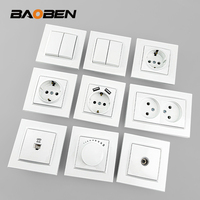 BAOBEN PC Interrupteur mural ignifuge blanc norme européenne Type 86 16A 250V