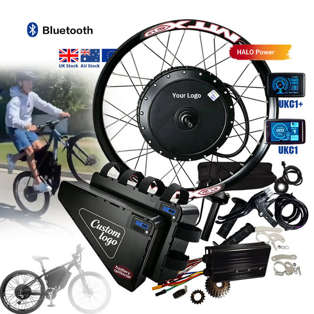 Halo Power AU UK Stock 2000W 48V-72V 8000w 3000W 5000W Ebike Electric Cycle Hub Motor E Bike Conversion Kit with Lithium Battery