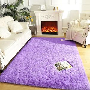 Tapis en fourrure artificielle moelleux et doux, à poils longs et shaggy, de couleur violette, prix d'usine, pour salon - Product Image 3