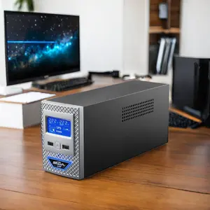 650VA 390W monophasé hors ligne UPS 220V tension de sortie affichage LCD UPS de secours pour ordinateur de bureau à domicile