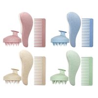 Brosse à cheveux en paille de blé personnalisée et écologique, poignée magique en plastique, masseur, peigne à cuir chevelu, brosse à cheveux démêlante, outil de coiffure