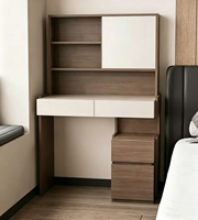 Coiffeuse minimaliste personnalisée avec rangement intégré, meuble de maquillage de luxe pour chambre à coucher, design sur pied