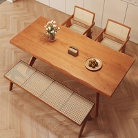 Table à manger moderne en bambou avec baleine, ensemble de chaises rectangulaire pliable pour ordinateur et bureau de travail de 6 places