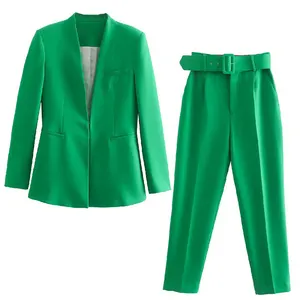 Custom Women & Ladies Long Sleeve Office Wear Blazer and Pants Uniform Suit