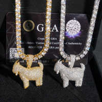 Chèvre glacée Moissanite coupe brillante GRA pendentif certifié S925 argent plaqué or 18 carats D couleur VVS étincelant minimaliste unisexe