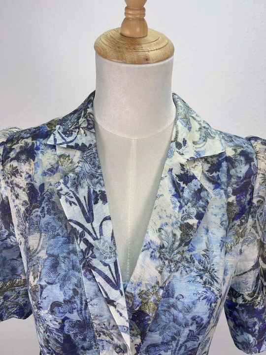 Top Quality New Silk Linen Dress 2025 Spring Summer Women Blue Floral