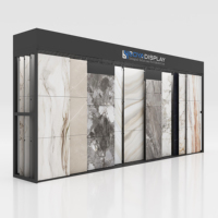 Présentoir sur pied en métal grand format Boya Display TL056 2024 pour dalles de marbre, quartz, granit, pierre, avec système coulissant push-pull et éclairage LED