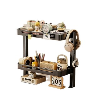 Étagère de rangement de bureau à 2 niveaux en métal pour fournitures de bureau et papeterie - Product Image 1
