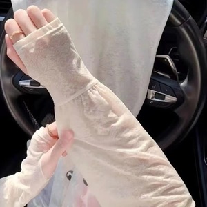 Mangas de encaje de nailon blancas para verano, protección UV, para mujeres, para conducir y ciclismo - Product Image 2