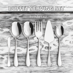 Cuillère de service en acier inoxydable de haute qualité, design champêtre, pour buffet, service public, ensemble pour fêtes et restaurants, vente en gros usine - Product Image 2
