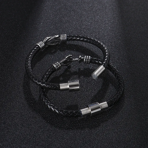 Bracelet en cuir tressé unisexe gravé avec breloque <span class=keywords><strong>ancre</strong></span> et nœud en forme de boule, personnalisable, style nautique - Product Image 4