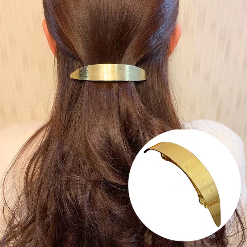 Новое поступление голова в южнокорейском стиле Ins позолоченная матовая Луна геометрические металлические изогнутые заколки для конского хвоста