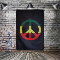 Drapeau suspendu One Love Peace, bannière musicale rock reggae jamaïcaine, décoration murale, art mural personnalisé, événement extérieur, 4 œillets, drapeaux 3x5 pieds