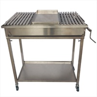 Barbecue argentin à charbon de bois réglable en hauteur avec chariot