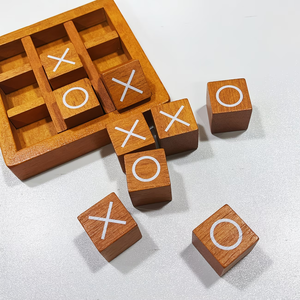 <span class=keywords><strong>Jeu</strong></span> de Tic-Tac-Toe Classique en Bois avec Plateau en Bois Robuste – <span class=keywords><strong>Jeu</strong></span> Sensoriel pour Soirées Familiales - Product Image 1