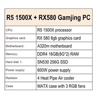 Oyun masaüstü bilgisayar bilgisayar Rx oyun Pc R5 1500X Rx 580 grafik kartı Ram 16g 256gb Ssd bilgisayar ile