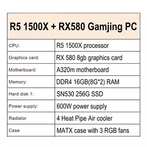 Computadora de escritorio para juegos, Pc para juegos reconstruida, R5 1500X con tarjeta gráfica Rx 580, Ram, 16G, 256GB, computadora SSD - Product Image 2
