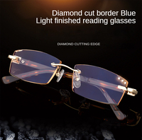 Montures rectangulaires sans monture en stock, lunettes de vue en métal de haute qualité pour hommes, lunettes de lecture