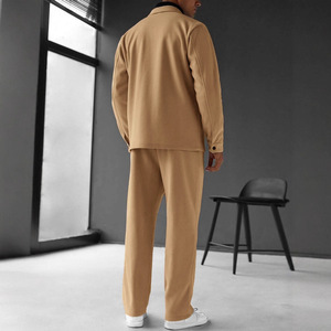 Conjunto de Chaqueta y Pantalones Holgados de Otoño-Invierno para Hombre, con Solapa, Manga Larga, para Ocio, en Tela de Poliéster Tejido - Product Image 4