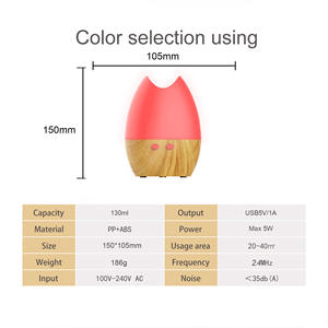 Diffuseur d'arômes en forme de chat 130 ml, humidificateur USB à grain de bois avec lumière pour la maison, le bureau, cadeau - Product Image 2