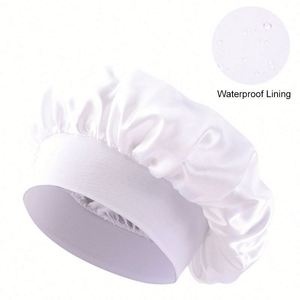 Bonnet de Douche Imperméable en Soie Satinée Double Couche à Bord Large pour Filles, Utilisation Spa, Maison, Salon, Cadeau Promotionnel - Product Image 2