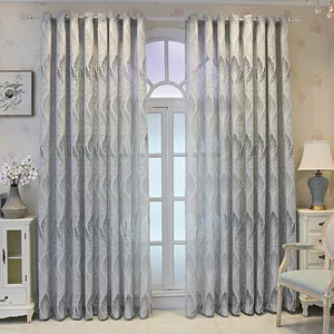 Factory Direct Sale Leaves Jacquard Print Flower Semi Blackout Curtains for the Living Room Window Curtains Cortinas
