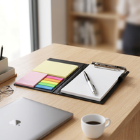 Ensemble de blocs-notes adhésifs en cuir PU avec stylo et clip métallique, blocs-notes portables, cadeau de bureau professionnel