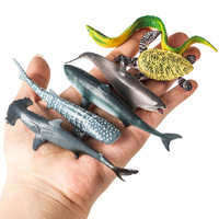 yxs Ensemble de jouets transfrontaliers de modèles d'animaux marins solides et réalistes (Requin, Tortue, Morue, Dauphin, Baleine)