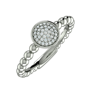 925 Sterling Silver Rhodium Plated Round Pavé <b>Cubic</b> <b>Zirconia</b> Beaded <b>Ring</b> for Women | Luxury Fashion Jewelry - Product Image 1