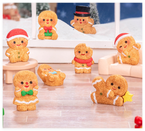 Cartone animato carino 3D artigianato di Natale in resina natale pupazzo di neve natale scatola regalo albero pan di zenzero uomo figurine per palla di neve giocattoli per bambini - Product Image 4