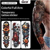 Tatuaje Temporal de Brazo Completo Estilo Europeo Americano, Diseño Floral, Impresión por Transferencia de Agua, Resistente al Agua y Duradero