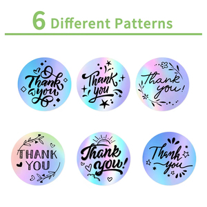 Custom <b>Waterproof</b> Self Adhesive Personalized 1-inch Round Thank You <b>Stickers</b> Label Glitter Metal Silver Foil Hologram <b>Sticker</b> - Product Image 6