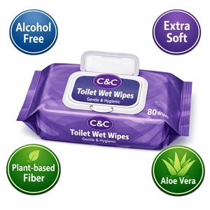 Lingettes jetables extra larges hypoallergéniques à base de plantes, papier toilette humide pour adultes - Product Image 2