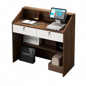 Mostrador de Recepción de Lujo para Salón de Belleza, <span class=keywords><strong>Spa</strong></span> o Galería, con Luz LED de Diseño Artístico Único, Mueble Moderno Blanco, Precio de Fábrica - Product Image 2