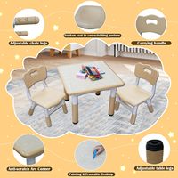 Table en bois réglable en hauteur pour enfants, avec tableau de peinture et chaise en plastique, idéale pour les salles de jeux et les maternelles